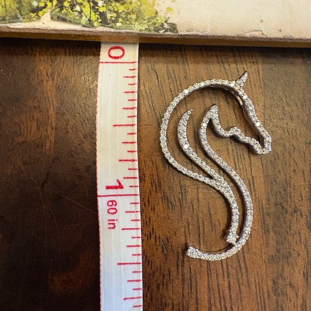 Custom white gold and diamond Seahorse pendant